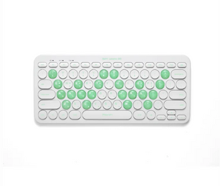 A white wireless keyboard with light green backlit keys, shown from a top-down view on a white background. SEVENTEEN WONWOO - KEYBOARD [HAPPY WONWOO DAY MD]