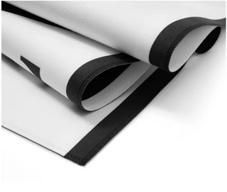 Roll of white paper with black edges on a white background