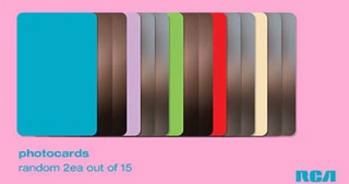 Color swatches on a pink background with RCA logo