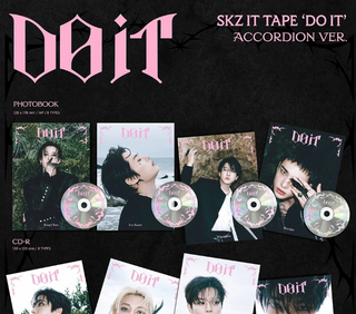DOIT photobook and CD-R set with album art and text on a black background