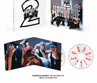 Music album with gatefold digipak, CD, and promotional images on a white background