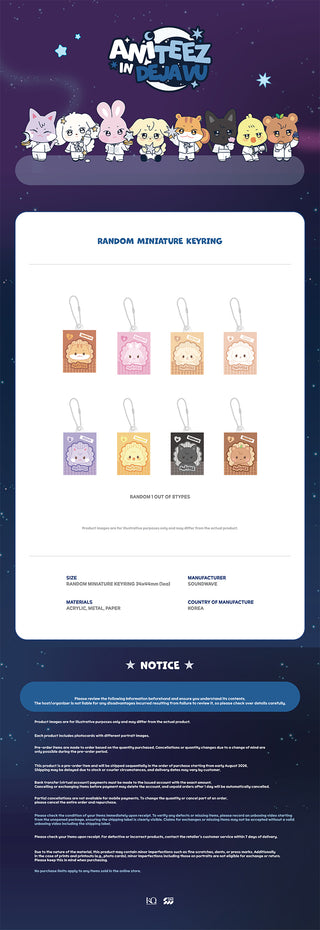ATEEZ - RANDOM MINIATURE KEYRING [ANITEEZ IN DEJA VU Official MD]
