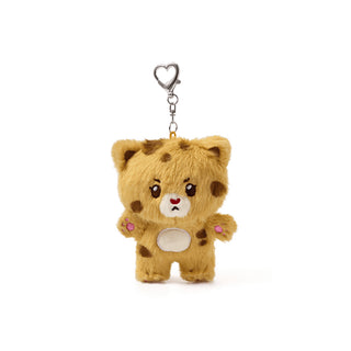 Plush bear keychain with a heart-shaped clip on a white background CHEETIE ILLIT DEARLIT official character plush keyrings