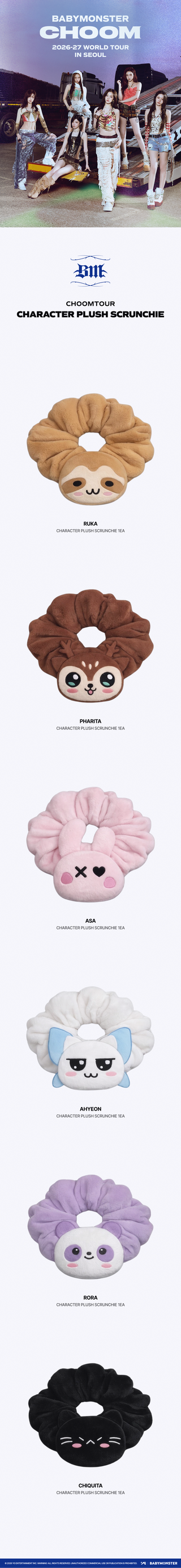 BABYMONSTER - CHARACTER PLUSH SCRUNCHIE [CHOOM TOUR, S.H.I.T MD]