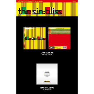 The Sin: Bliss Enigma 87th Mini Album packaging layout, showing the front cover design, out sleeve, and inner sleeve on a black background.