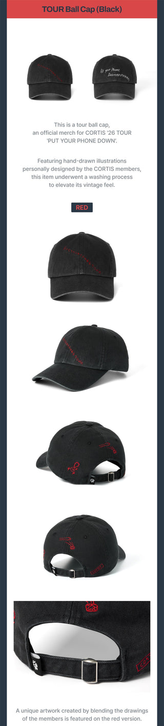 CORTIS - TOUR Ball Cap (Black) Red Ver., Blue Ver. [2026 PUT YOUR PHONE DOWN CORTIS TOUR MD]