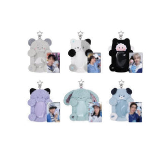 Set of plush keychains shaped like cartoon animals with embedded photos on a white background Xdinary Monsters REEL HOLDER official merchandise