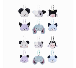 Set of small plush keychains with animal faces on a white background Xdinary Monsters SECRET FACE plush keyring