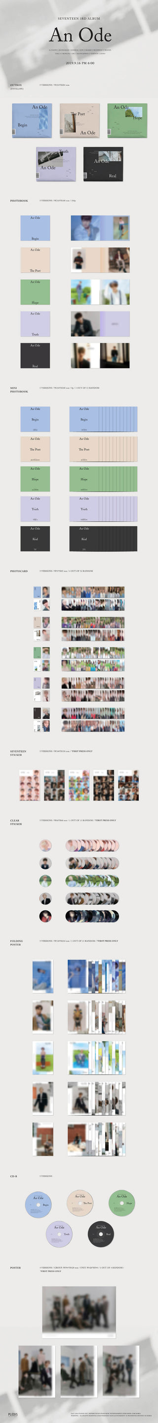 SEVENTEEN - 3rd Album An Ode (RANDOM)